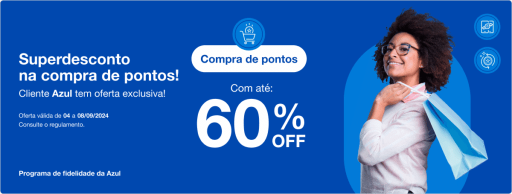Azul Fidelidade oferece até 65% de desconto na compra de pontos