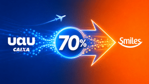 Smiles 70% no Uau CAIXA