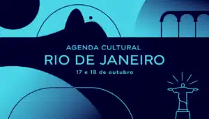 Arte nas cores da Trota Mundos anunciando a agenda cultural do Rio de Janeiro em 17 e 18 de outubro