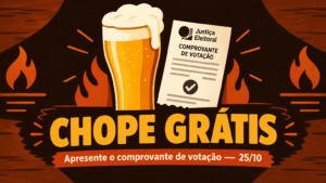 Arte da promoção do Bebedouro: chope grátis para quem apresentar o comprovante de votação em 25/10